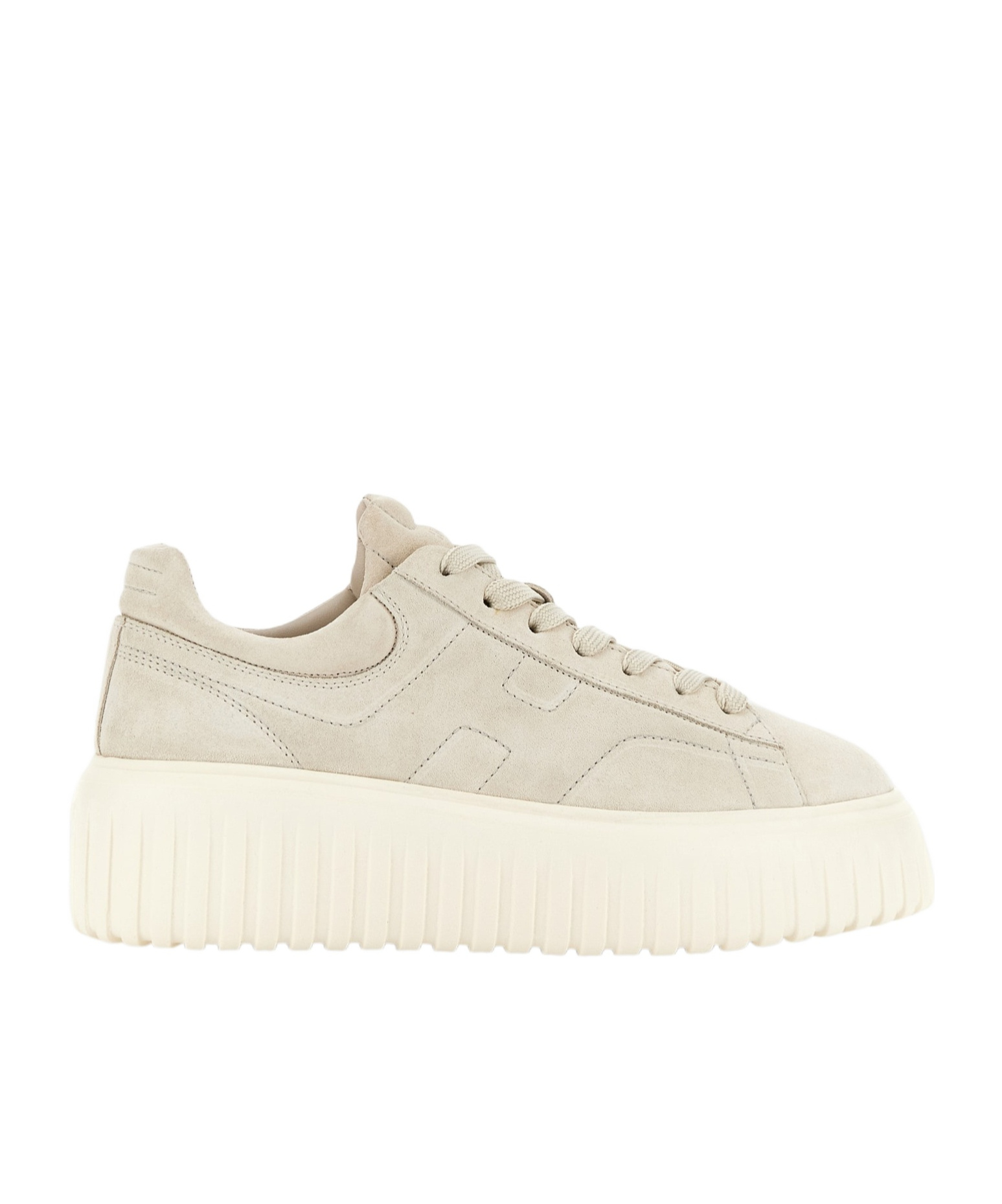 Shop Hogan H-stripes Suede Sneakers In White