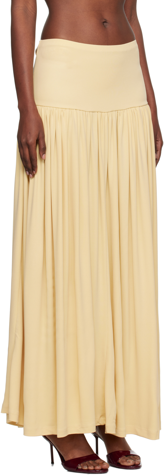 Aya Muse Gathered Jersey Maxi Skirt In Brown