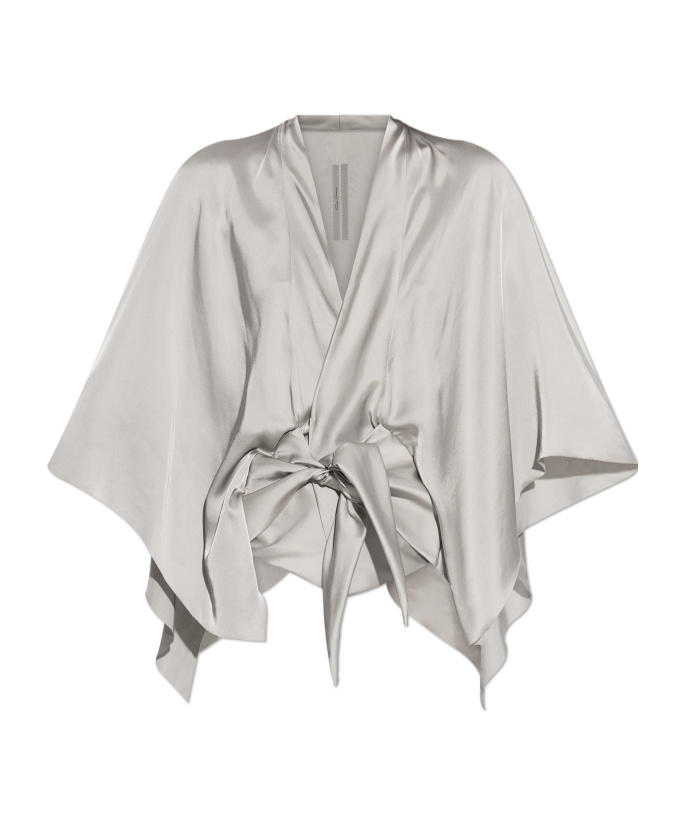 Rick Owens Half Moon Tie-front Blouse In Gray