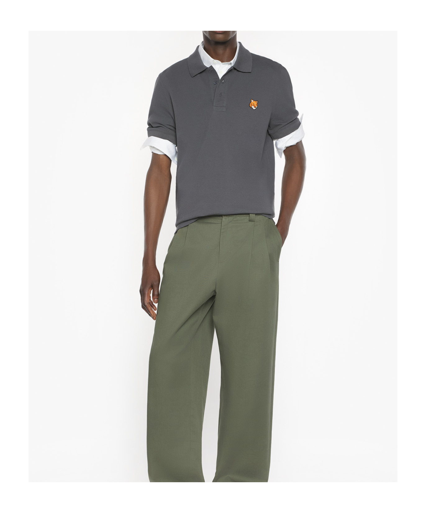 Maison Kitsuné Fox Head Regular Polo In Blue