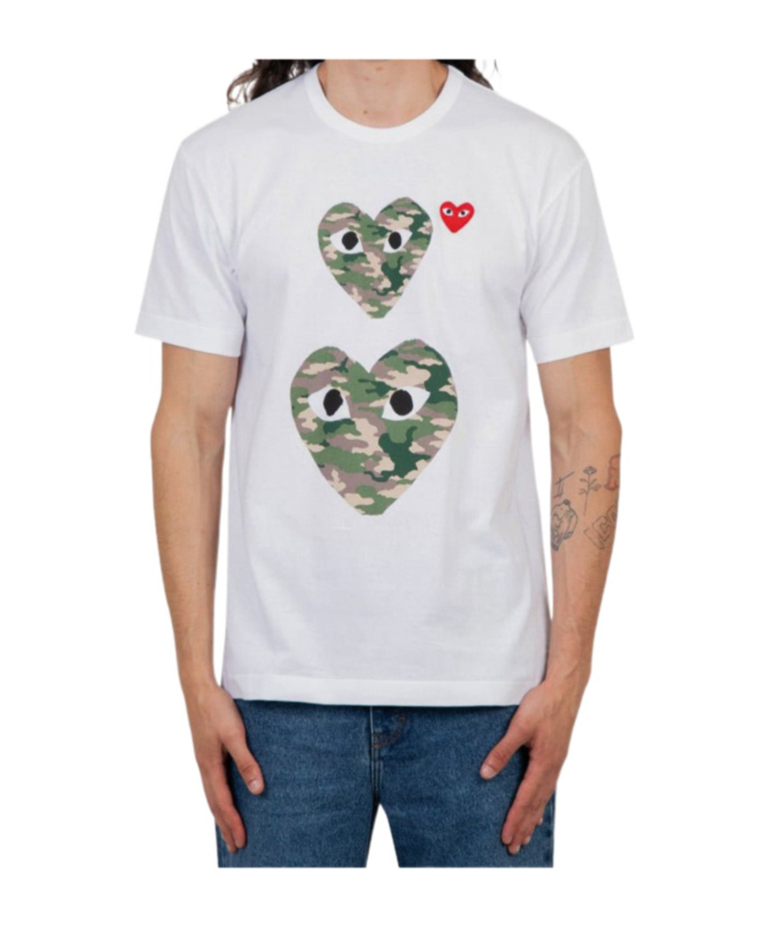 Comme Des Garçons Play Comme Des Garcons Play Camouflage Large Small Short Sleeve White
