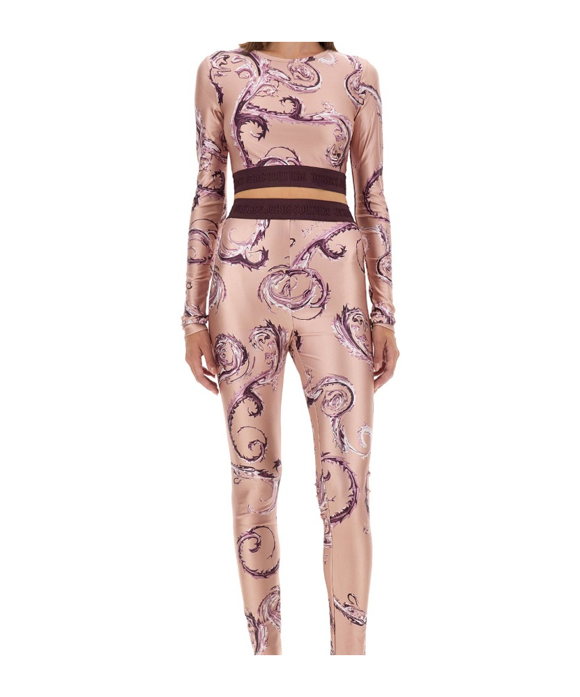 Versace Jeans Couture Cropped Patterned Top In Pink