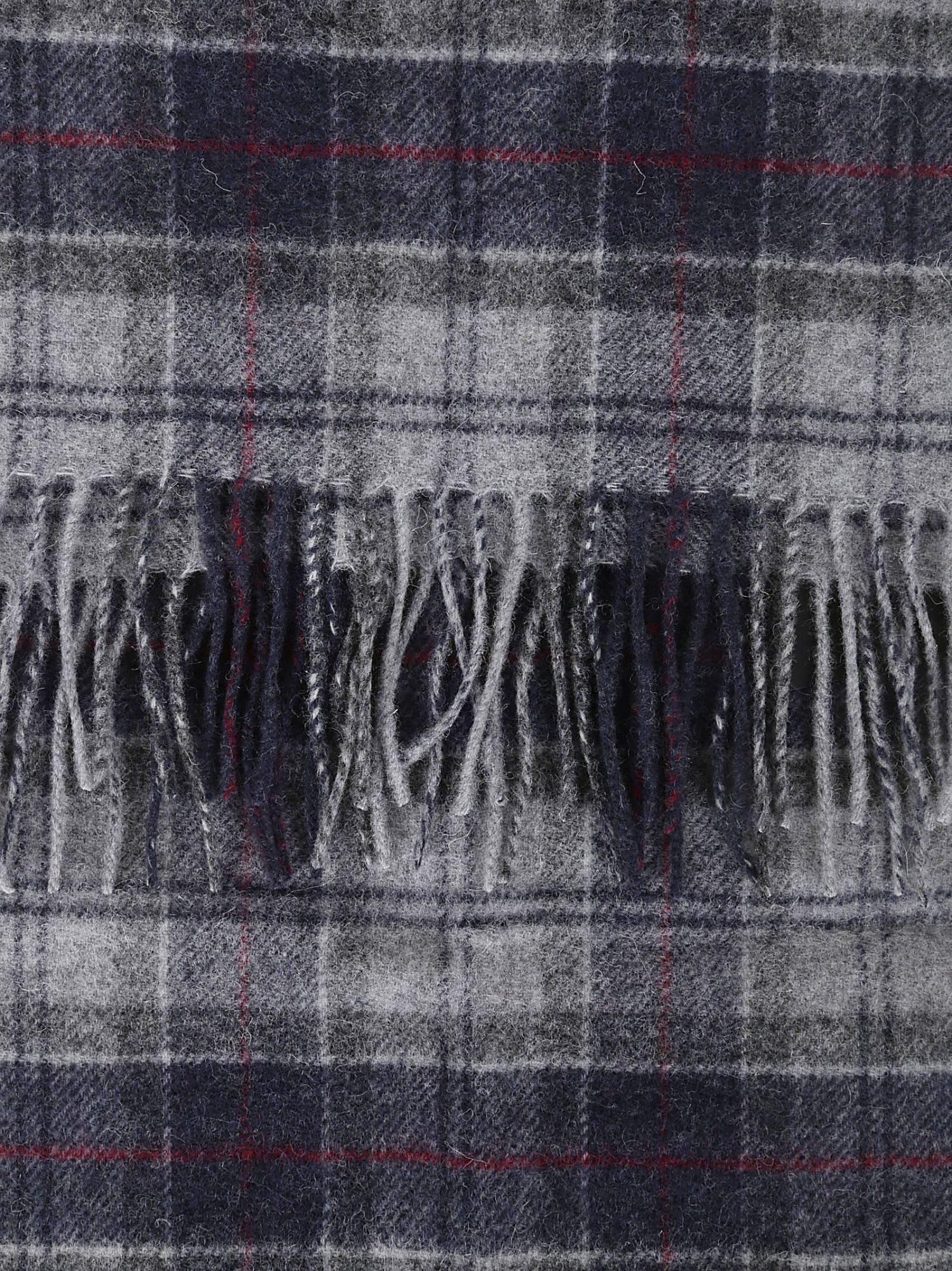 Barbour Checked Tassel Scarf In Gray