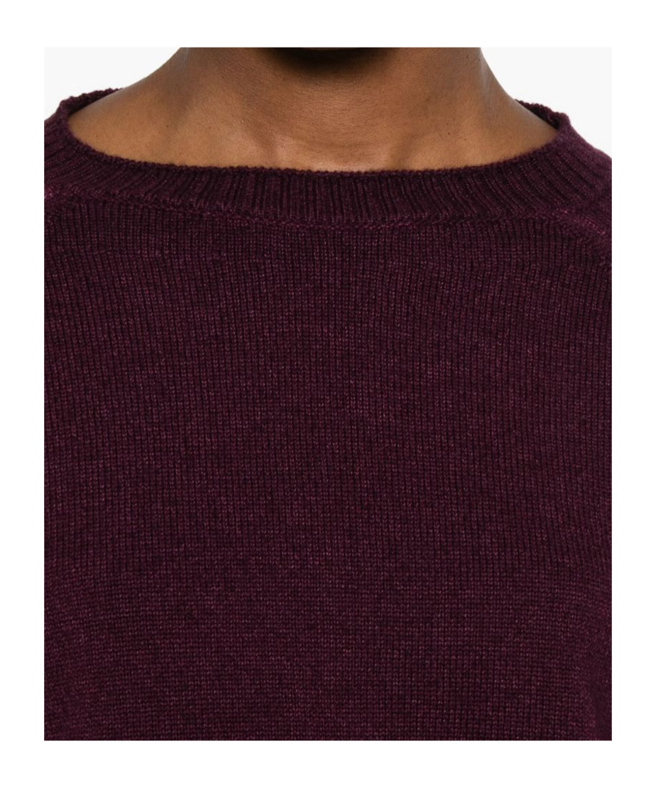 Baserange Ribbed Crew Neck Sweater In Brown