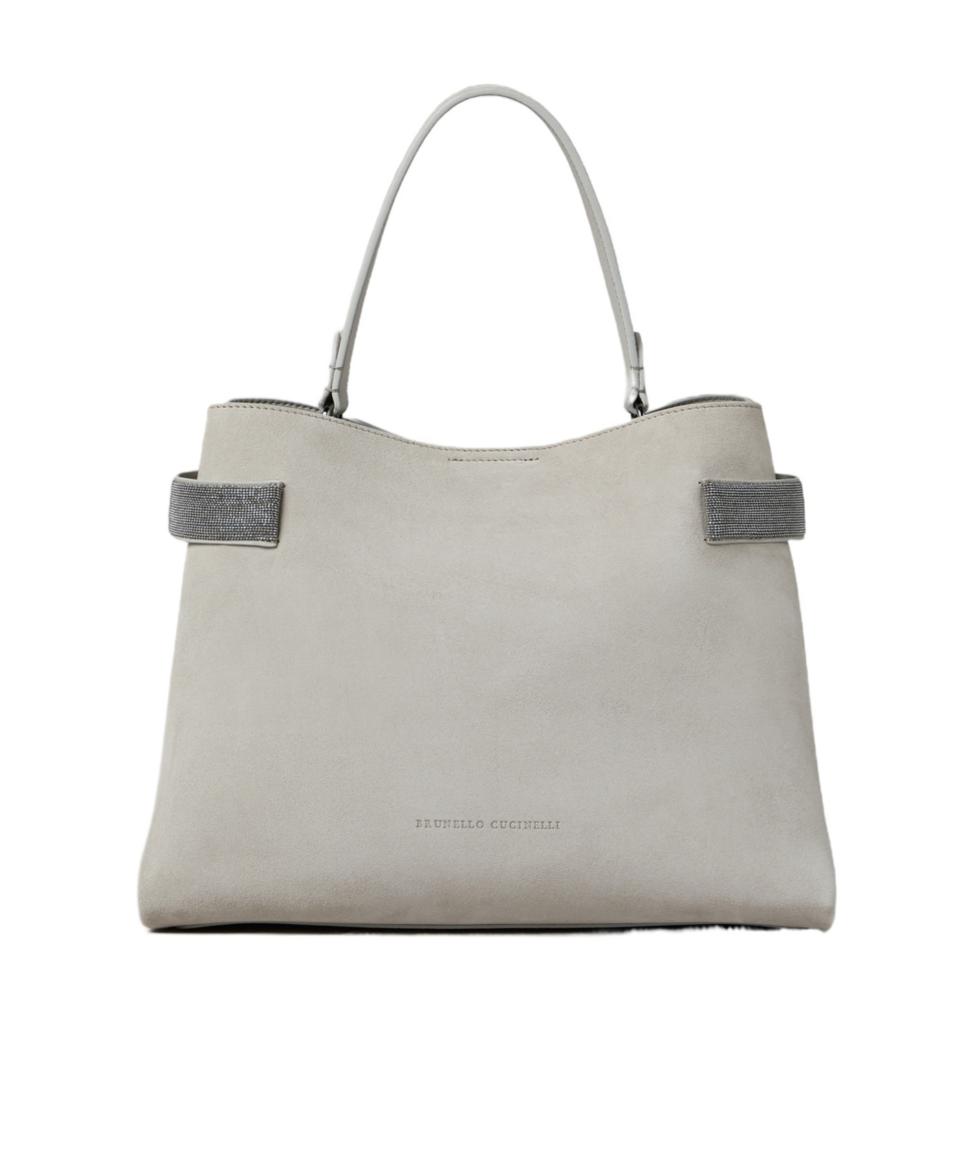 Brunello Cucinelli Monili-chain Suede Tote Bag In Gray