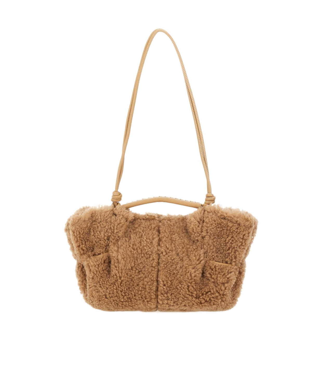 Hereu Textured Shoulder Bag Knotted Strap In Sand