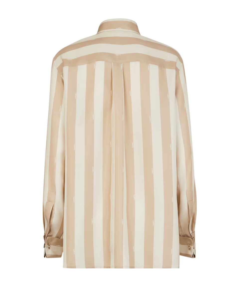 Fendi Pequin-stripe Silk Shirt In Nude