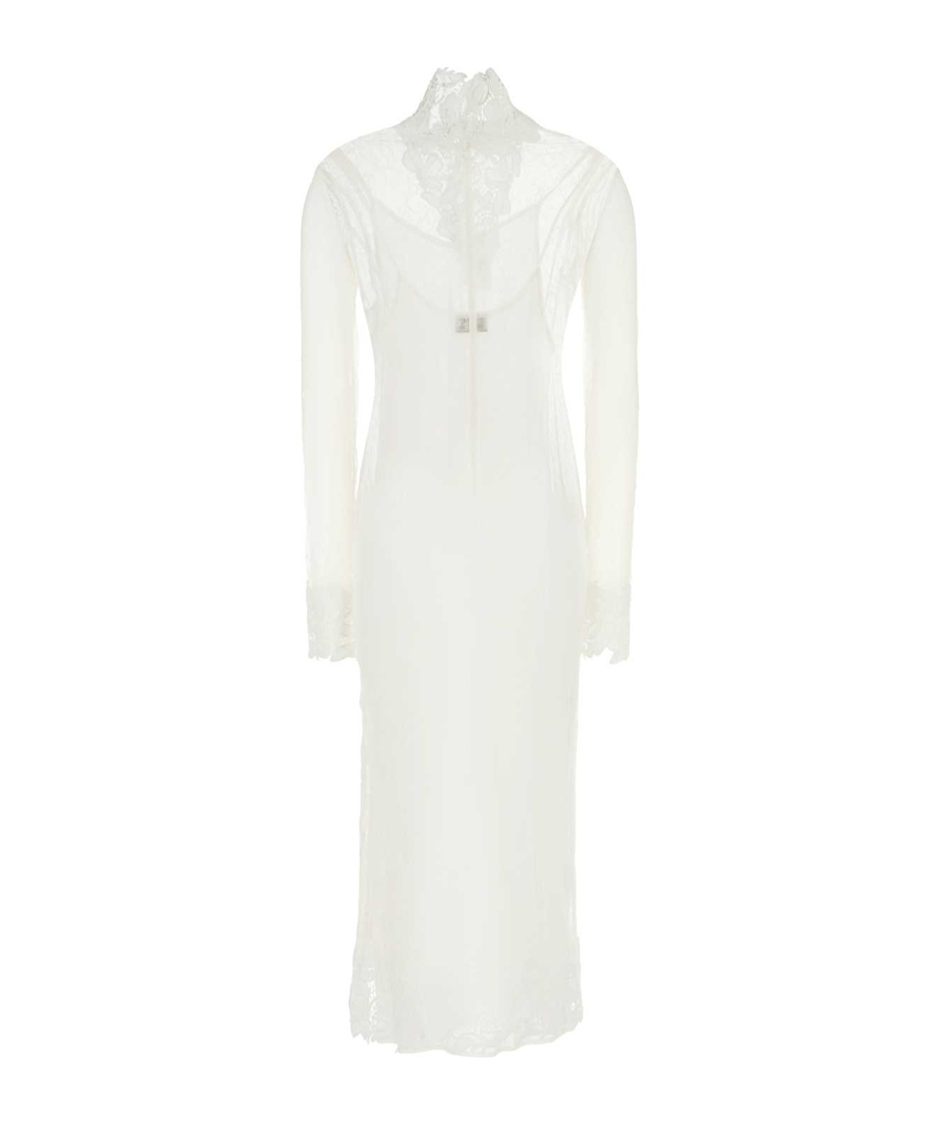 Blumarine Lace-panel Midi Dress In White