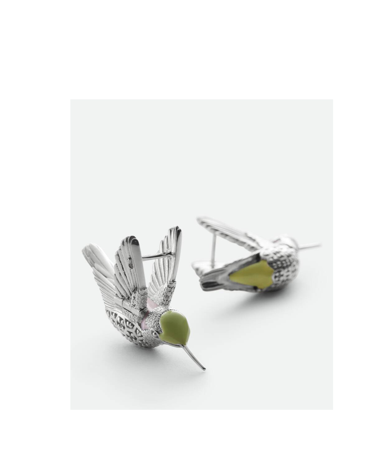 Bottega Veneta Hummingbird Earrings In Gray