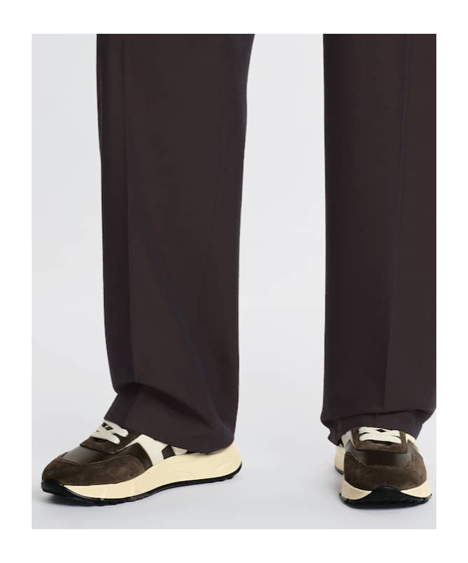 Hogan Coffee Brown Leather Sneakers With Memory Foam Insole In Black