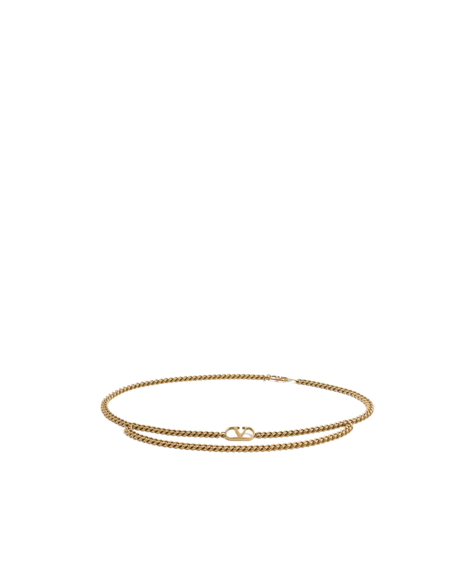 Valentino Garavani Vlogo Signature Chain Belt Woman Antique Gold S In Nude