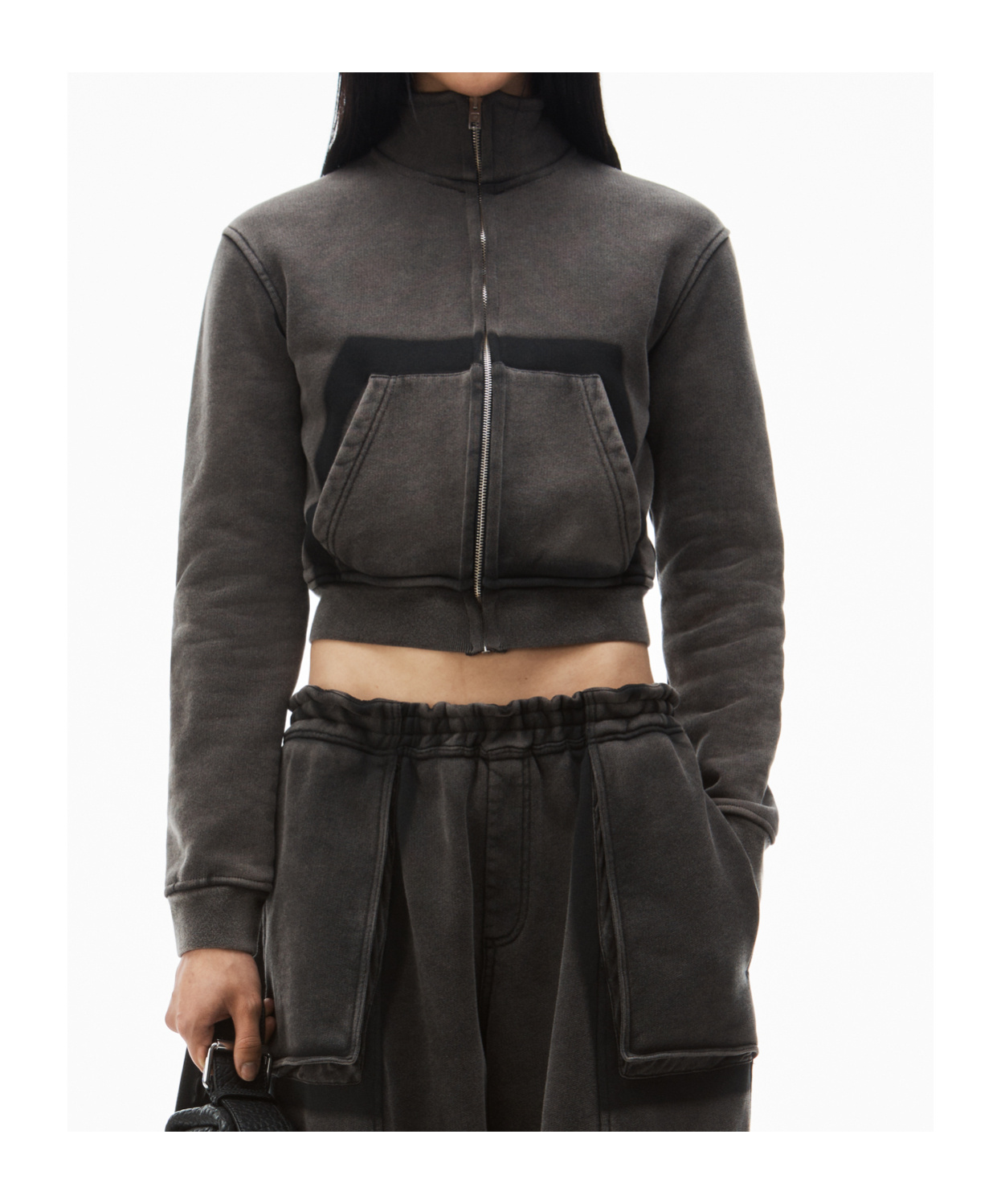 Alexander Wang Cropped Cotton Jacket In Black