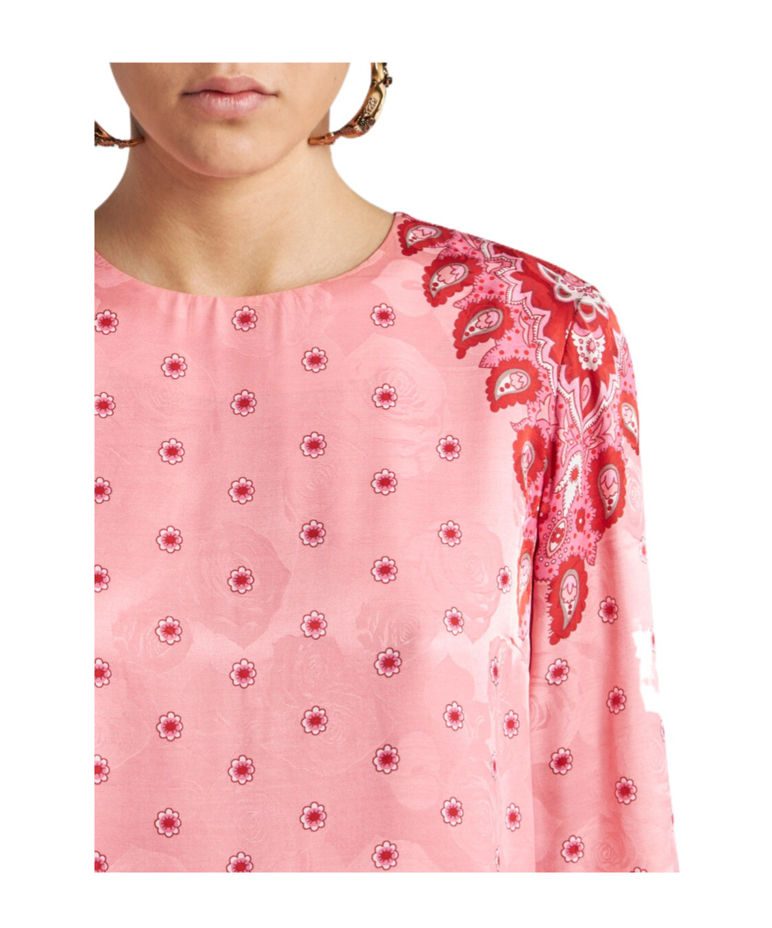 Etro | Pink Paisley Print Silk Blend Tunic Dress| Women | 48 In Pink