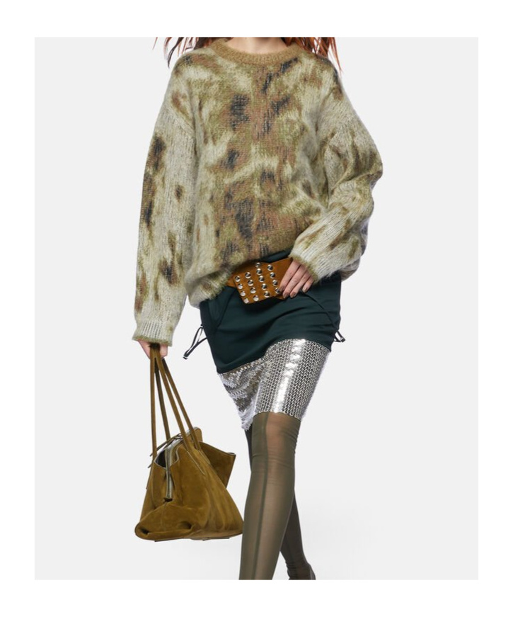 Attico Khaki Abstract Knit Sweater In Nude