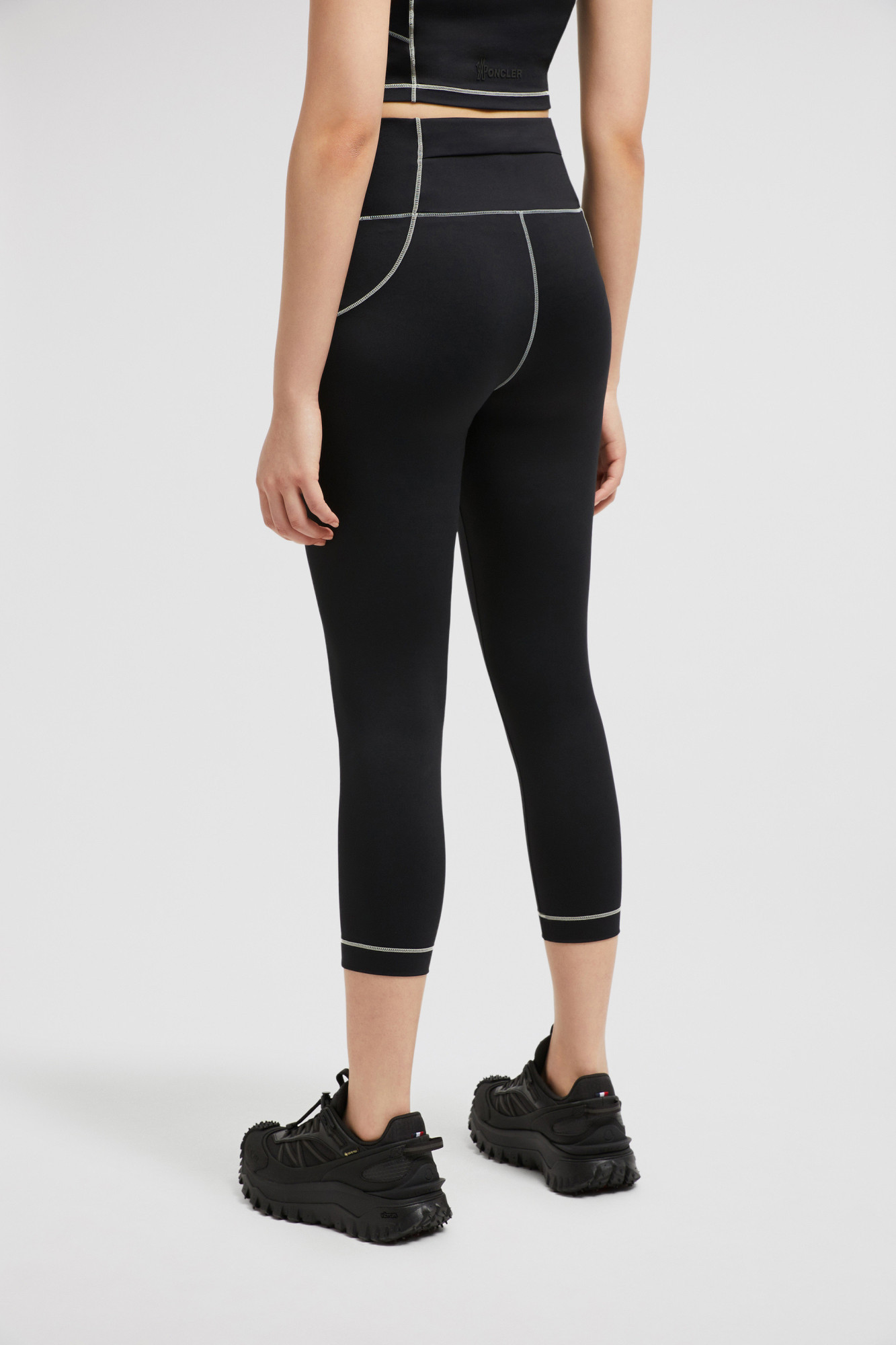 Shop Moncler Logo-patch Leggings In Black