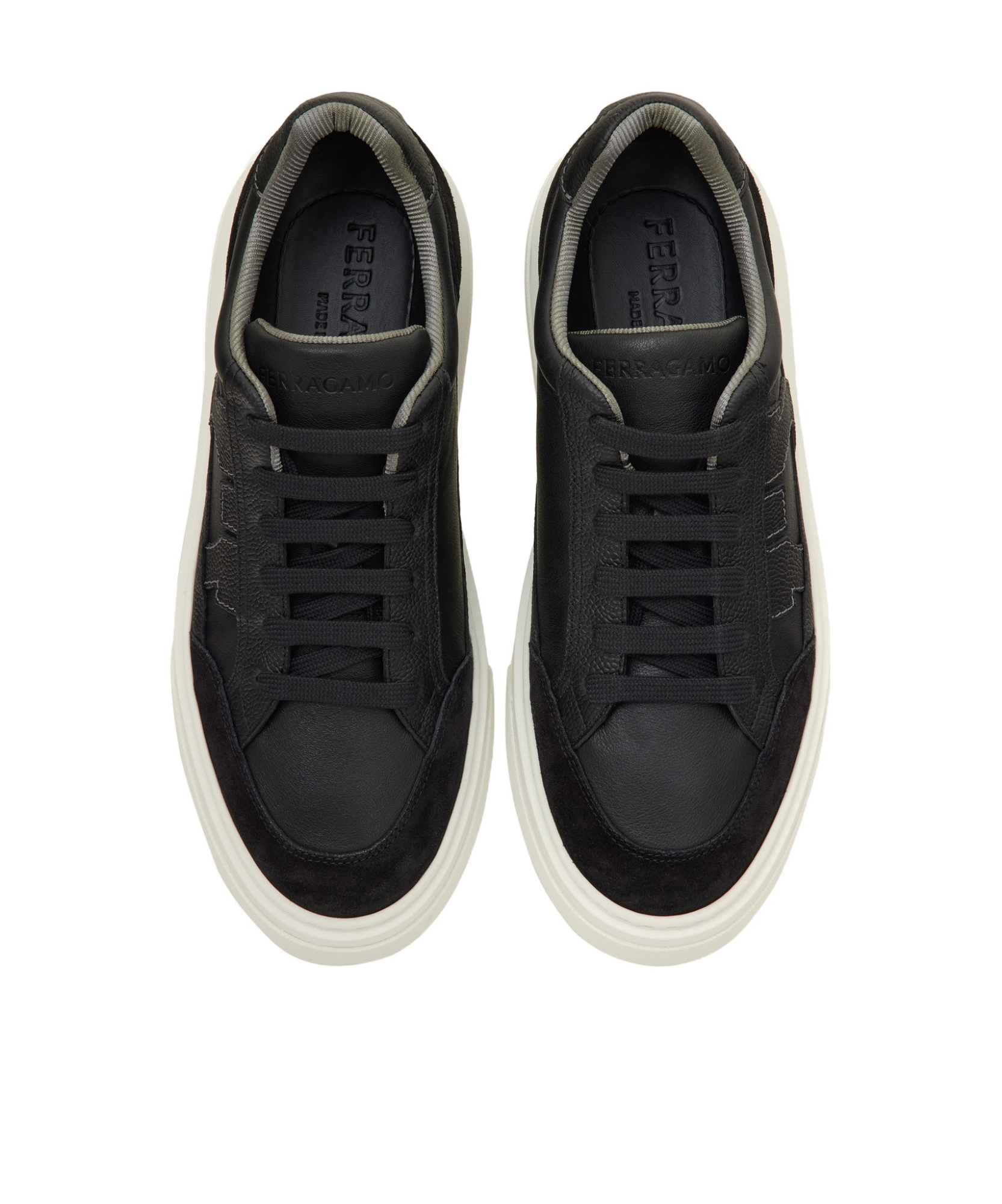 Ferragamo Low Top Sneaker With Gancini Ornament In Black