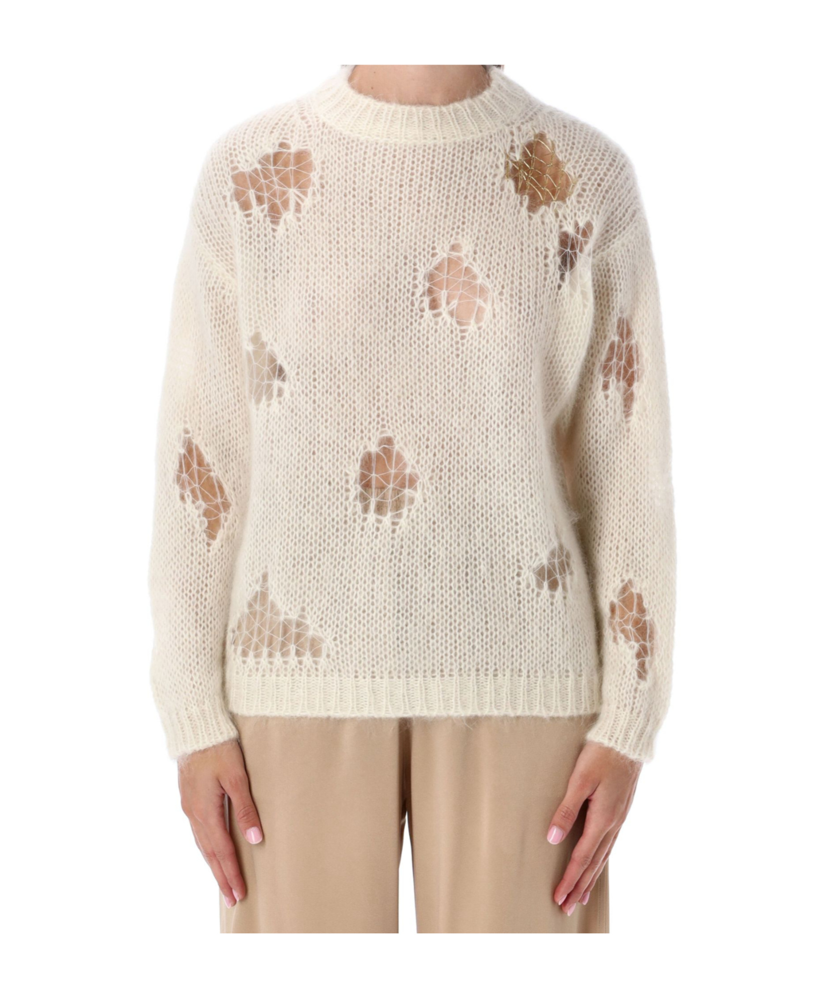 Fabiana Filippi Mohair Sweater Featuring Gold Accents In Neutral