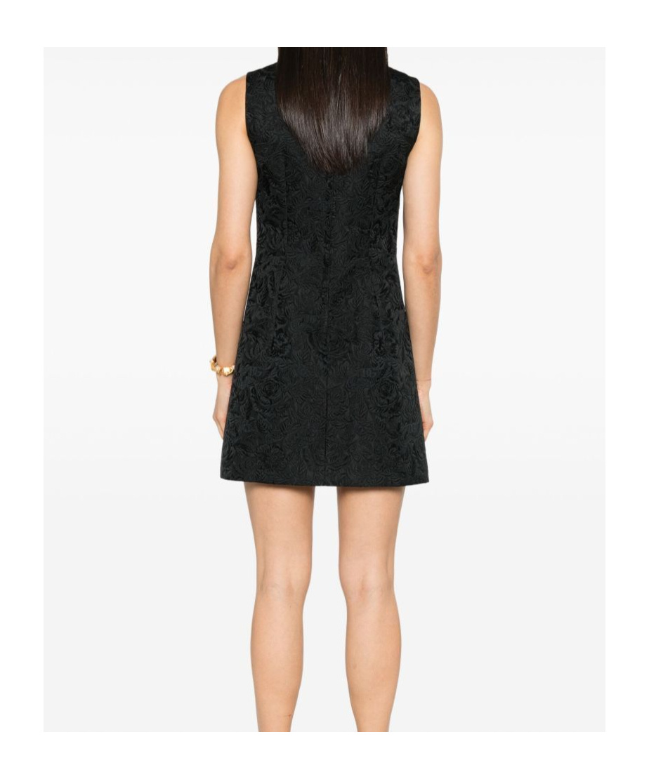 Dolce & Gabbana Floral-jacquard Mini Dress In Black