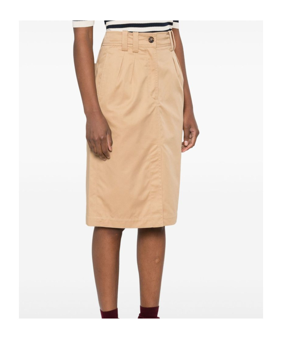 Apc Poplin Cotton Skirt Front Slit In Nude