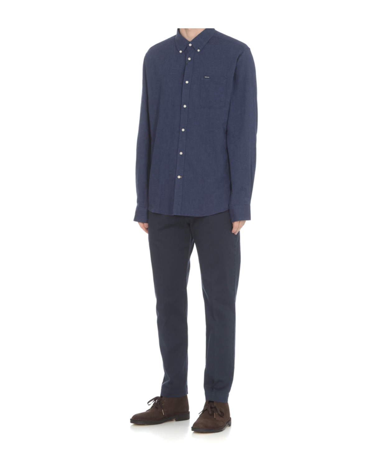 Barbour Chest-pocket Linen-blend Shirt In Blue