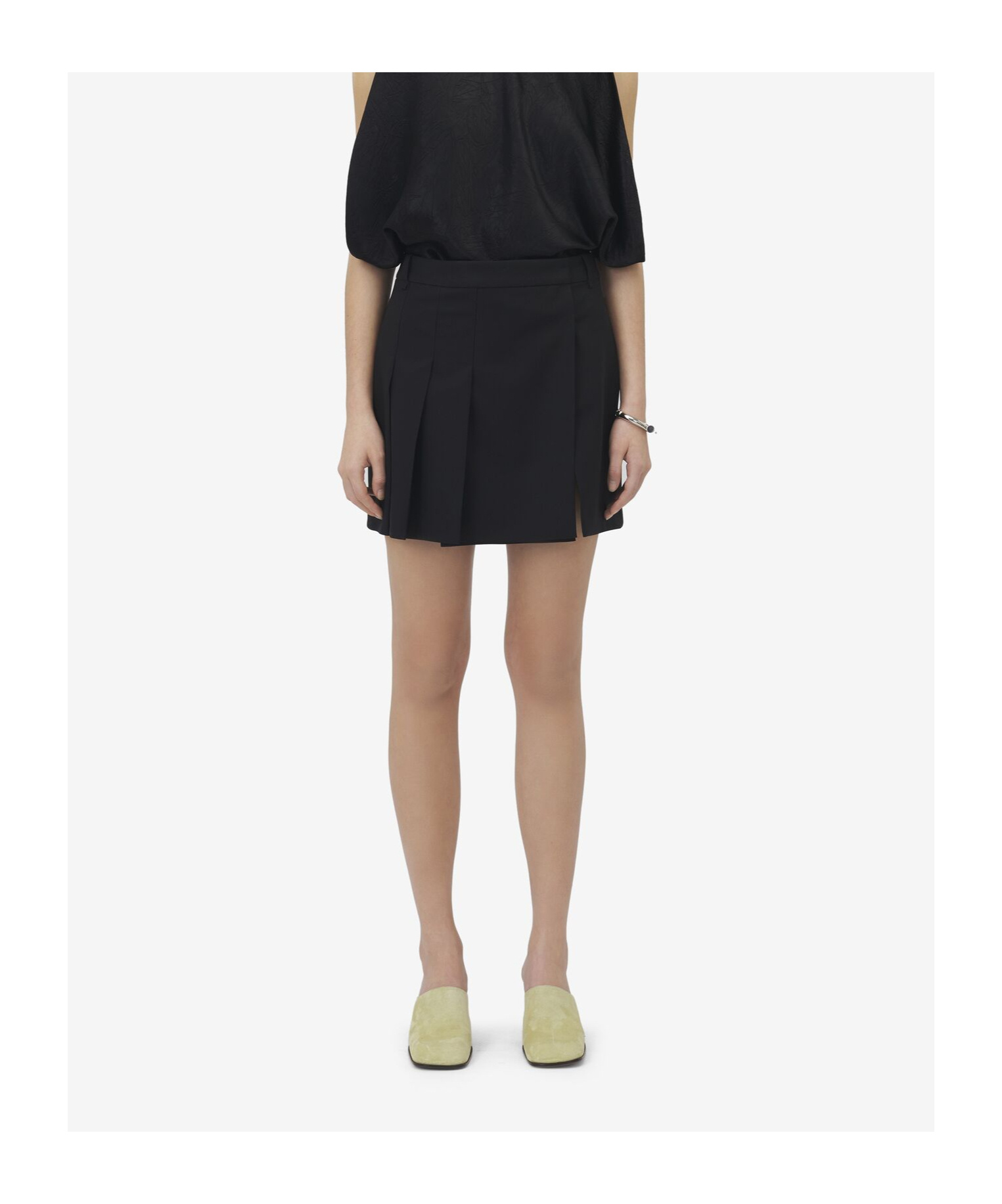 Alexander Mcqueen Frayed Pleated Wool-twill Mini Wrap Skirt In Black