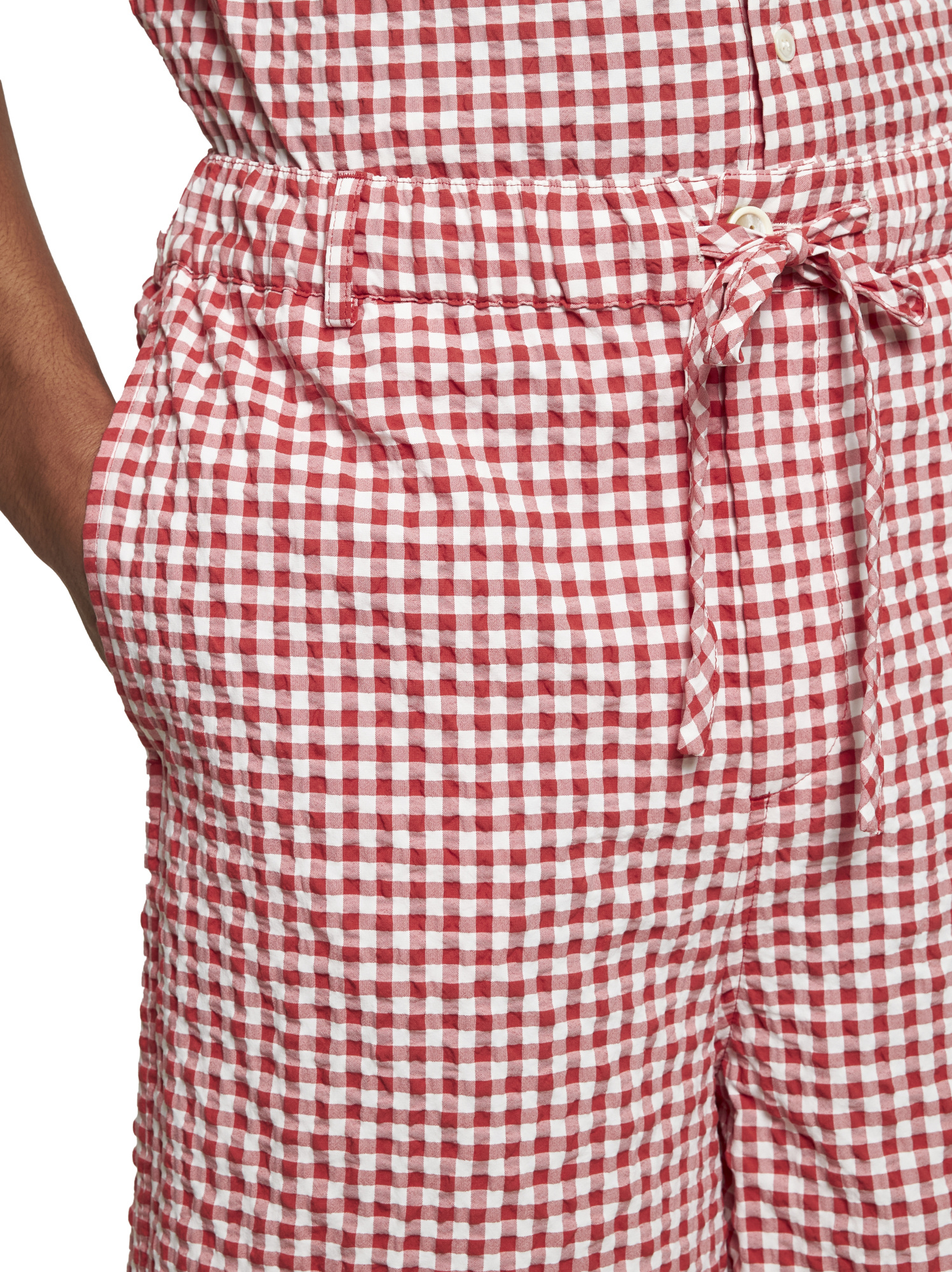 Marni Red & White Gingham Shorts In Multi