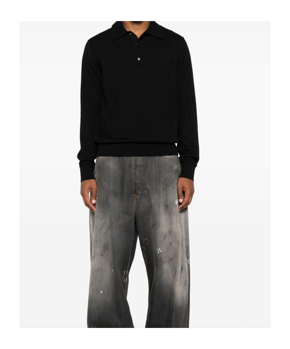 Givenchy Long-sleeve Polo Shirt In Black