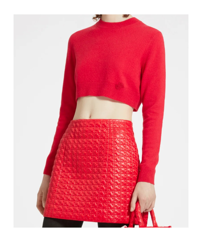 Patou Cropped Jumper In Sustainable Wool And Cashmere In Red