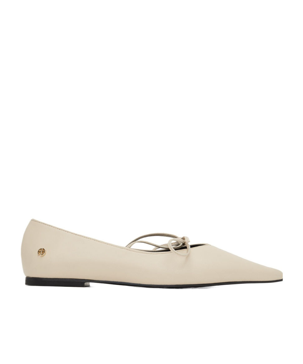 Shop Anine Bing Nikki Leather Ballerina Shoes In Nude