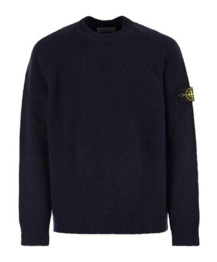 Stone Island Lightweight Wool Crew Neck Sweater With Raglan Sleeves Clothing In Blue
