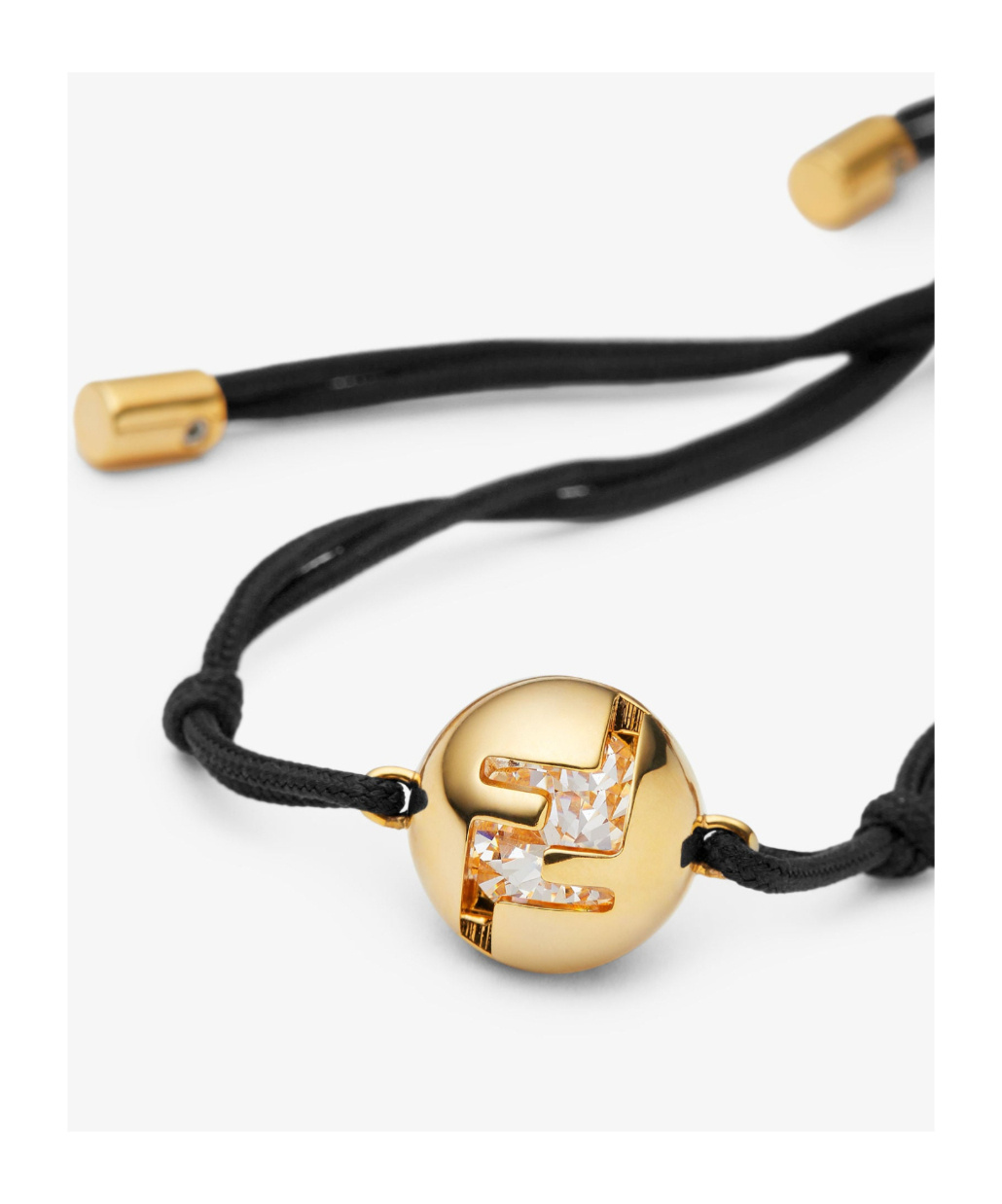 Fendi Black Cord And Gold-colored Metal Bracelet In Black
