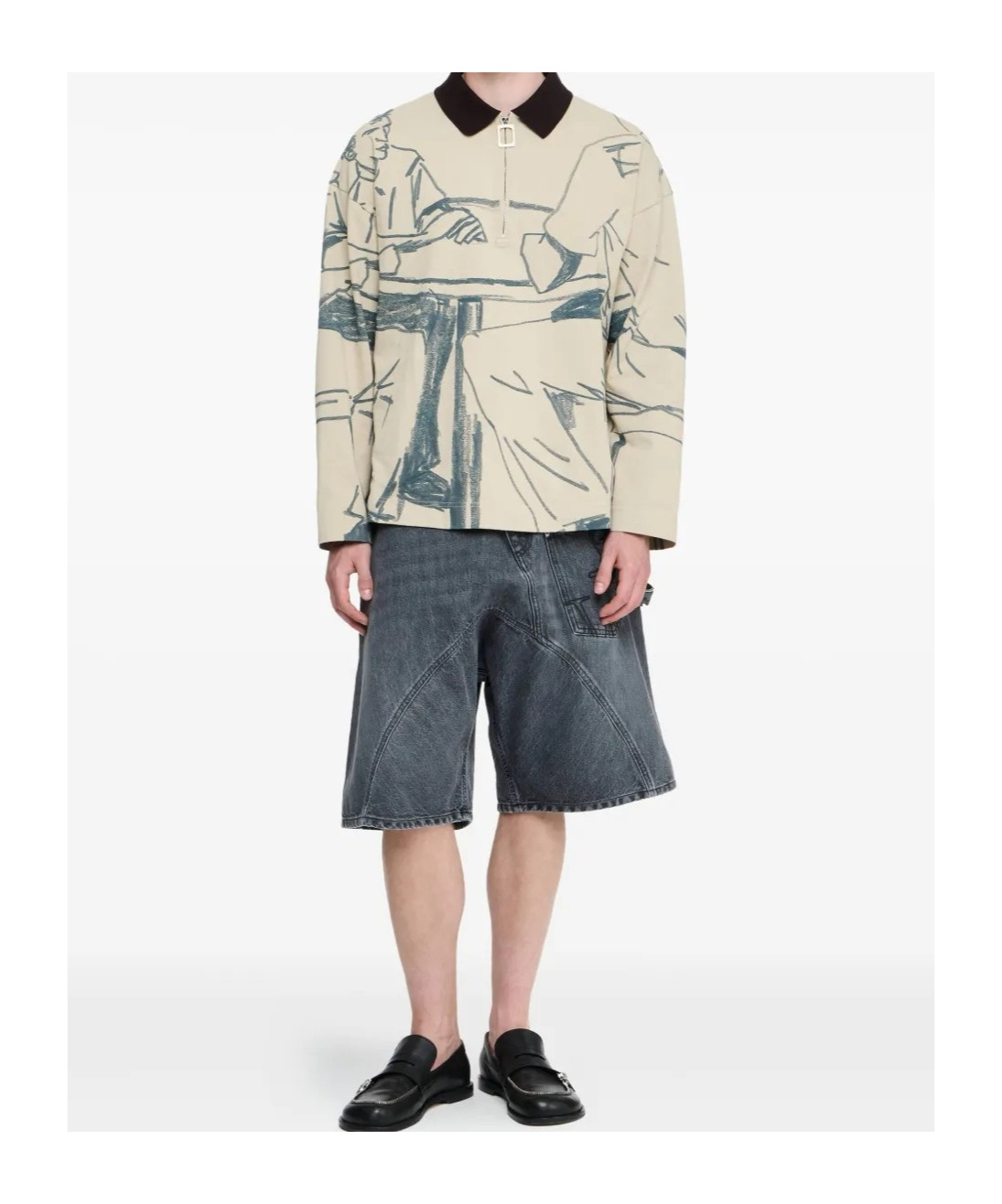 Jw Anderson Mens Nougat Embroidered-logo Graphic-pattern Cotton-jersey Polo Shirt Xl In Gray