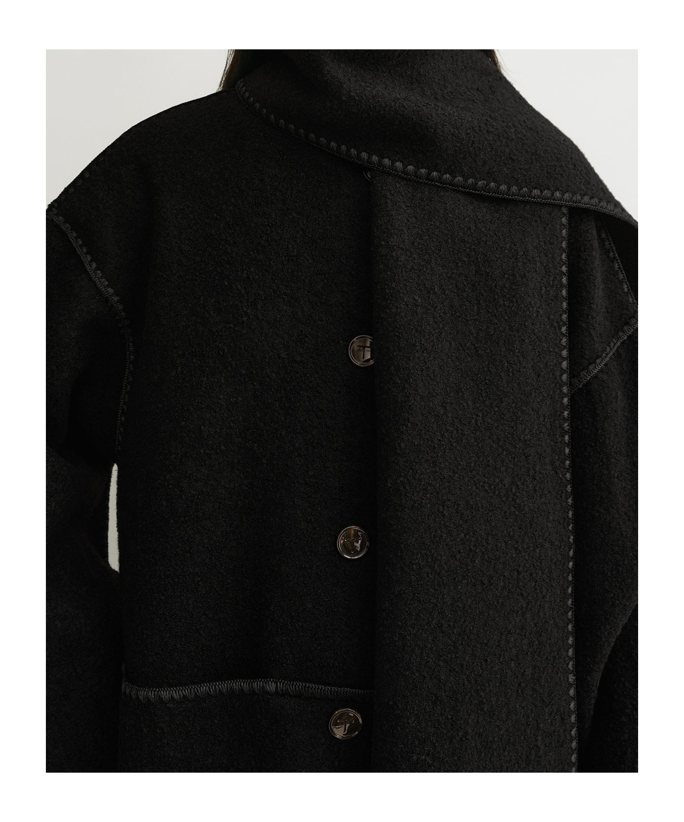 Shop Totême Embroidered Scarf Coat In Black