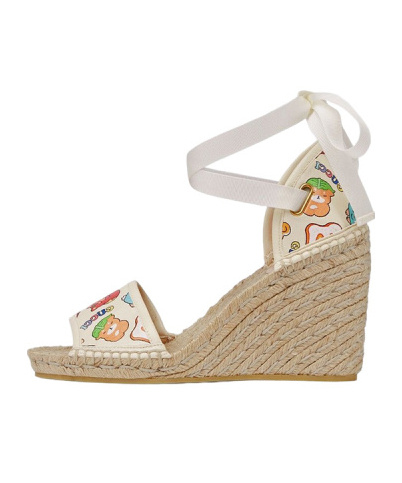 Gucci Animal Print Wedge Sandals In Nude