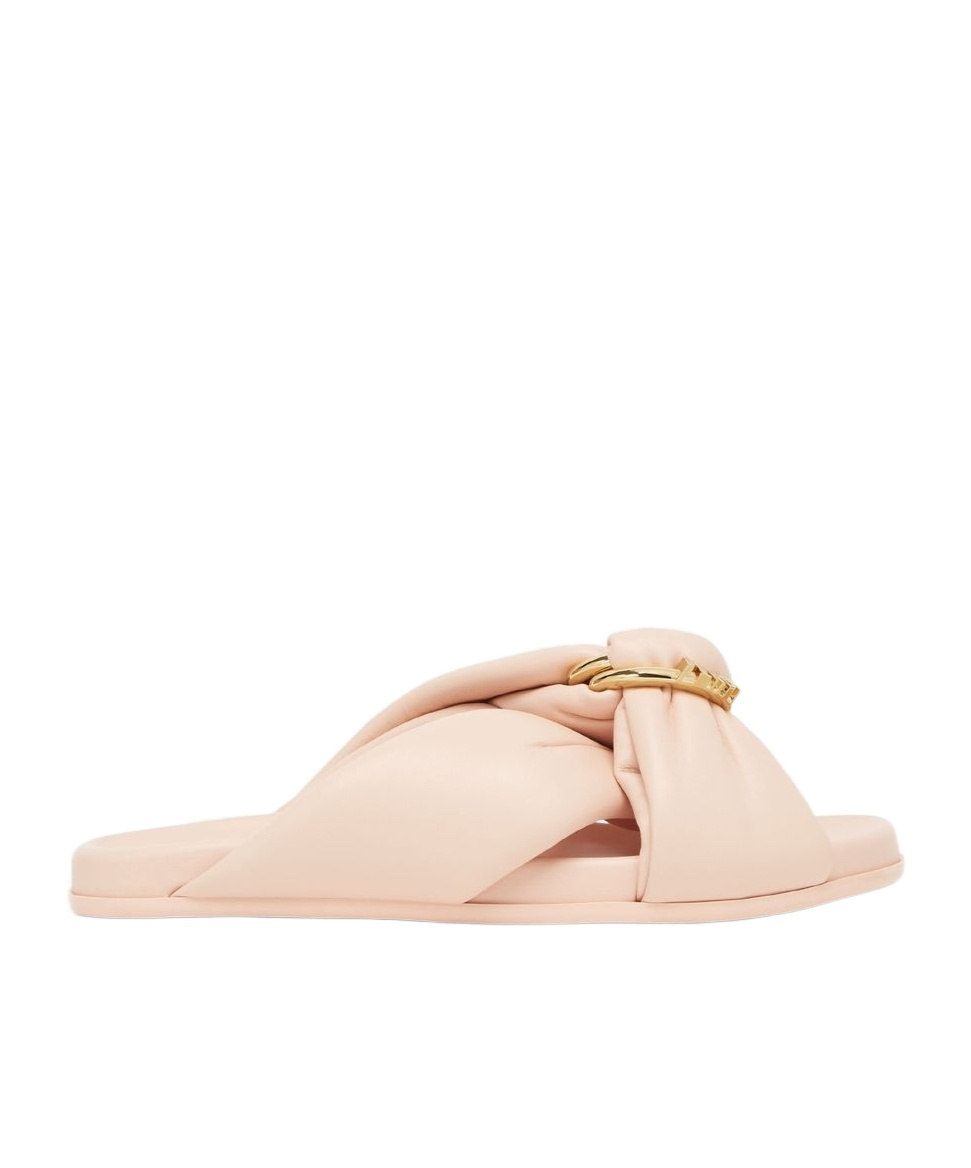 Fendi Pink Nappa Leather Feel Slippers In Nude