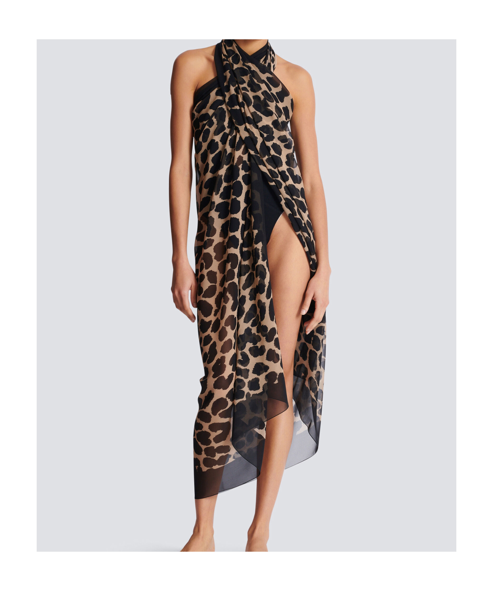 Balmain Leopard Print Beach Wrap In Animal Print