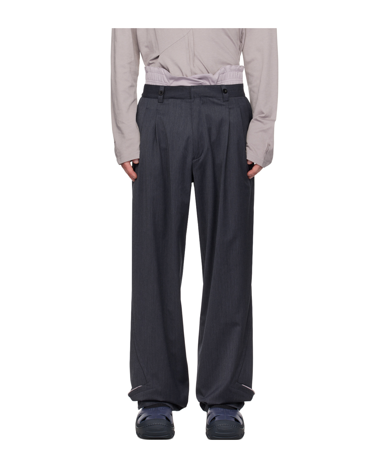 Kiko Kostadinov Navy Bendix Tailored Trousers In Black