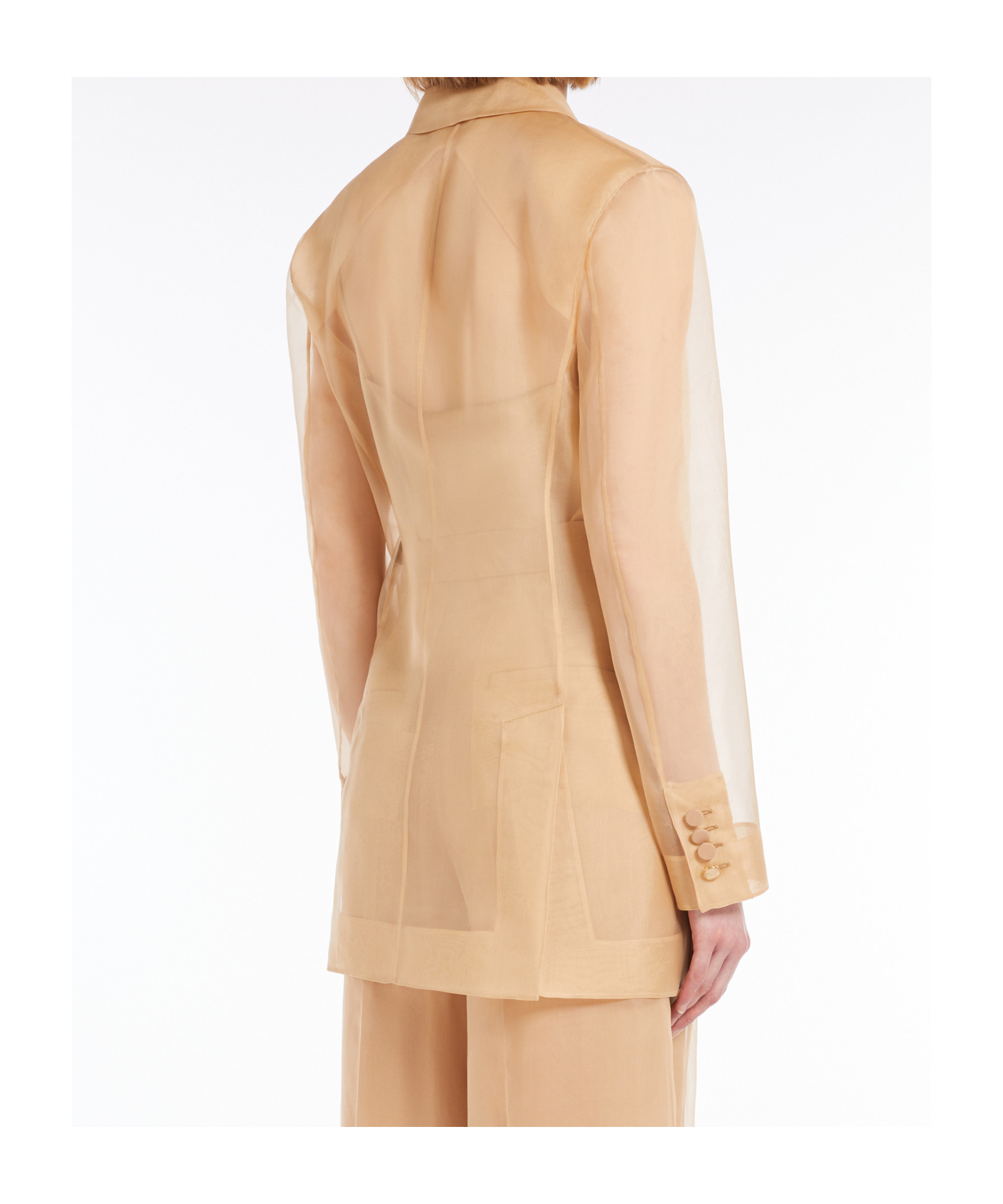 Max Mara Silk Organza Double-breasted Blazer In Camel
