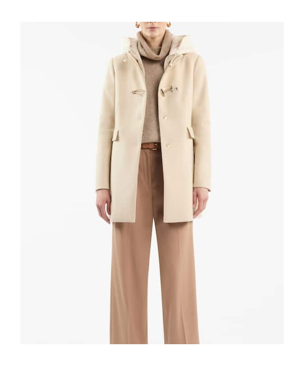 Fay Front Nylon Toggle Double Breasted Coat In Nude