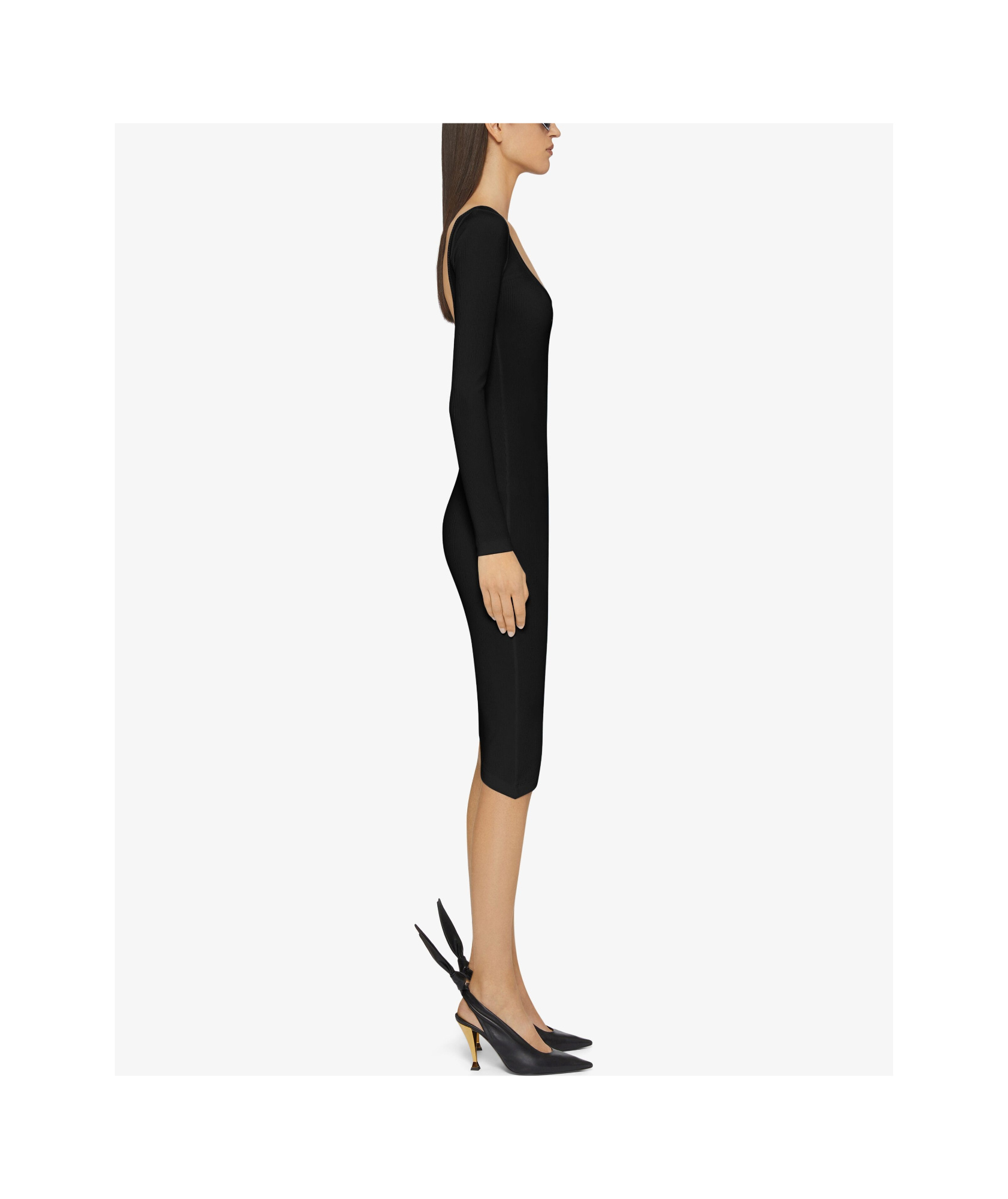 Givenchy Asymmetric Dress In Knit With 4g Liquid Detail In Black
