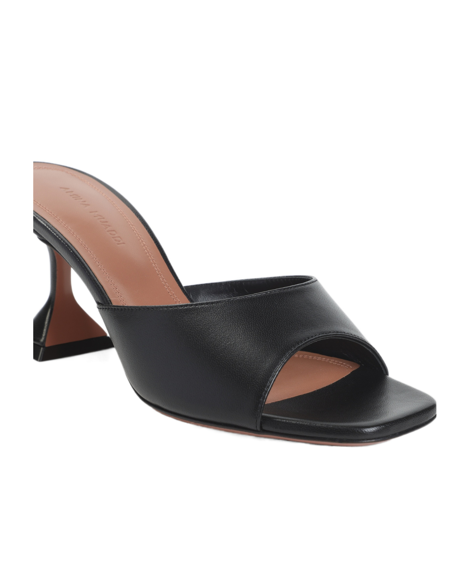 Amina Muaddi Black Nappa Leather Lupita 70 Slippers In Multi