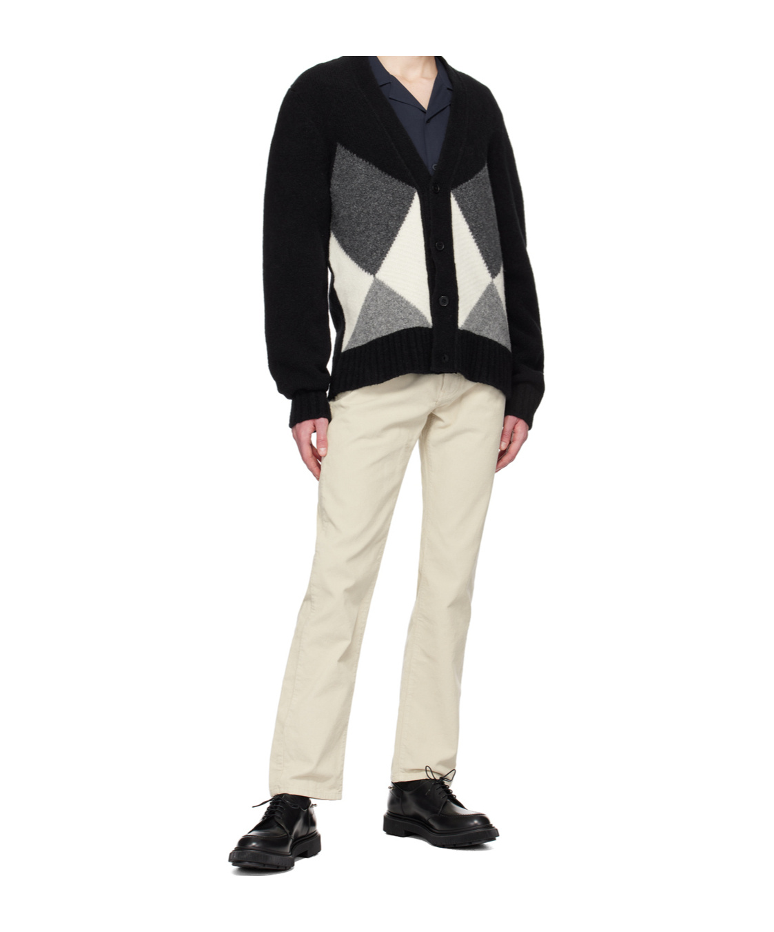 Officine Generale Intarsia Pattern Sweater In Black
