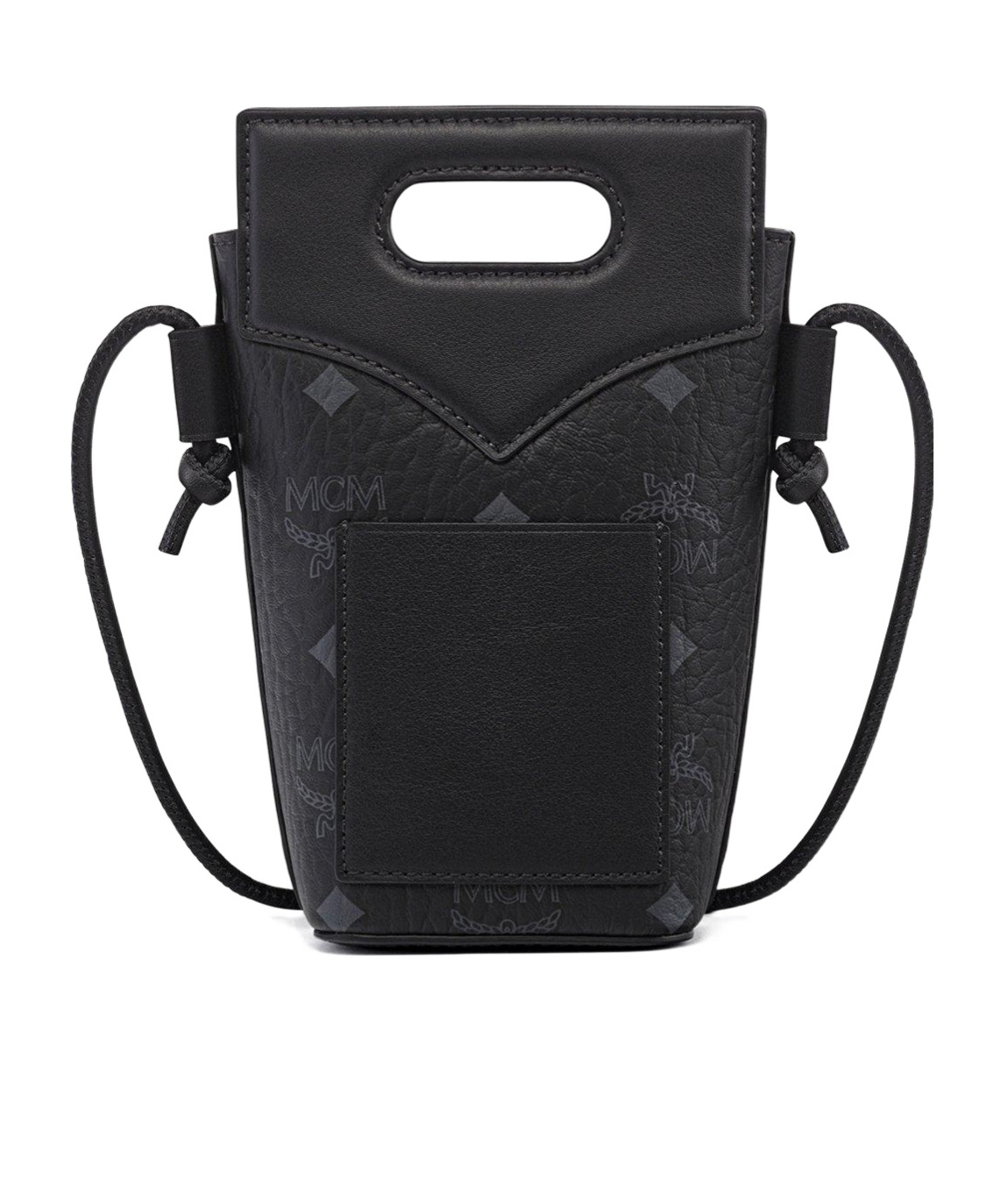 Shop Mcm Diamond Crossbody Pouch In Visetos Leather Mix In Black