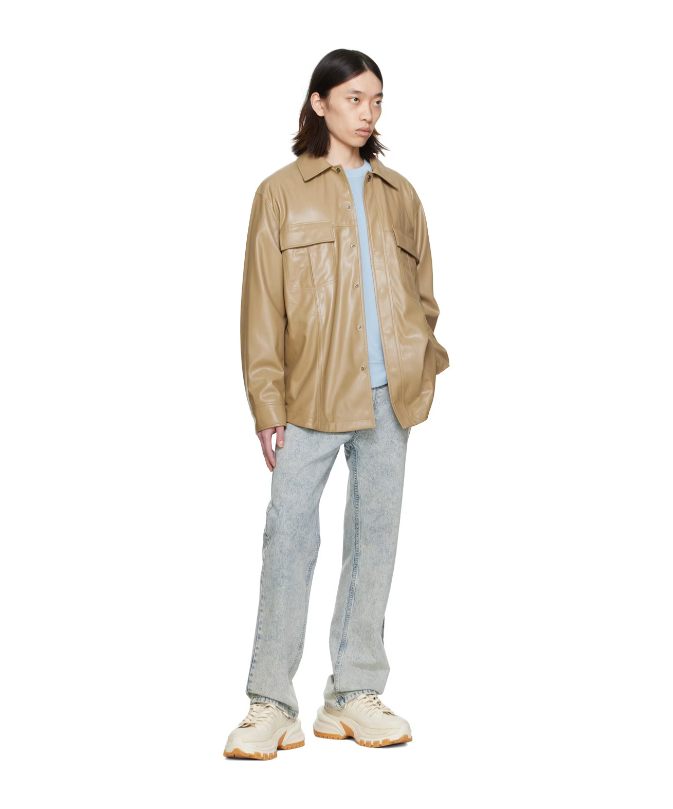 Wooyoungmi Point-neck Long-sleeved Shirt In Brown