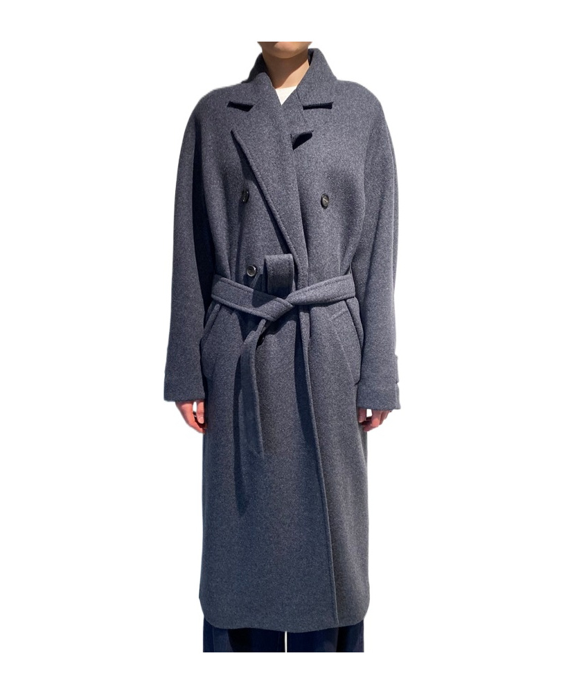 Max Mara Collared Long-sleeved Coat In Dark Grey Mixed Colors