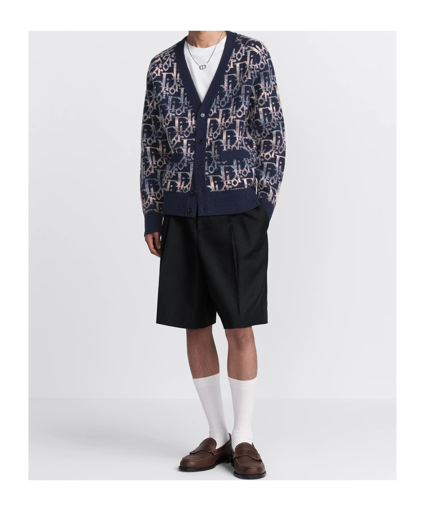 Dior Oblique Button Wool Knitted Cardigan In Black