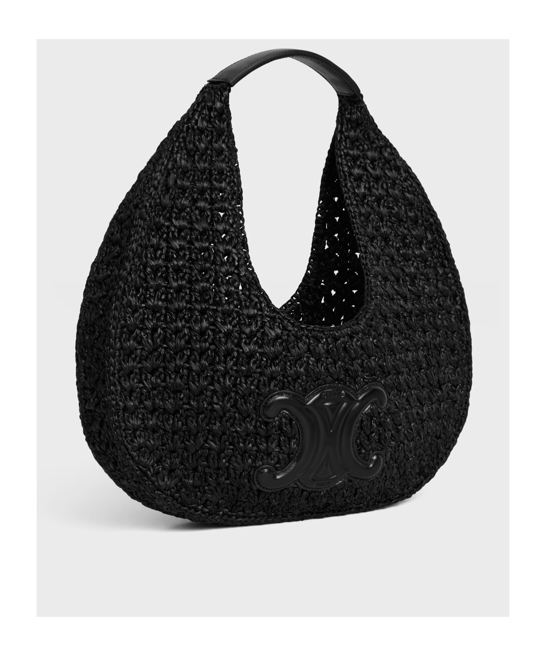 Celine Classic Panier Hobo Bag In Raffia And Calfskin In Black