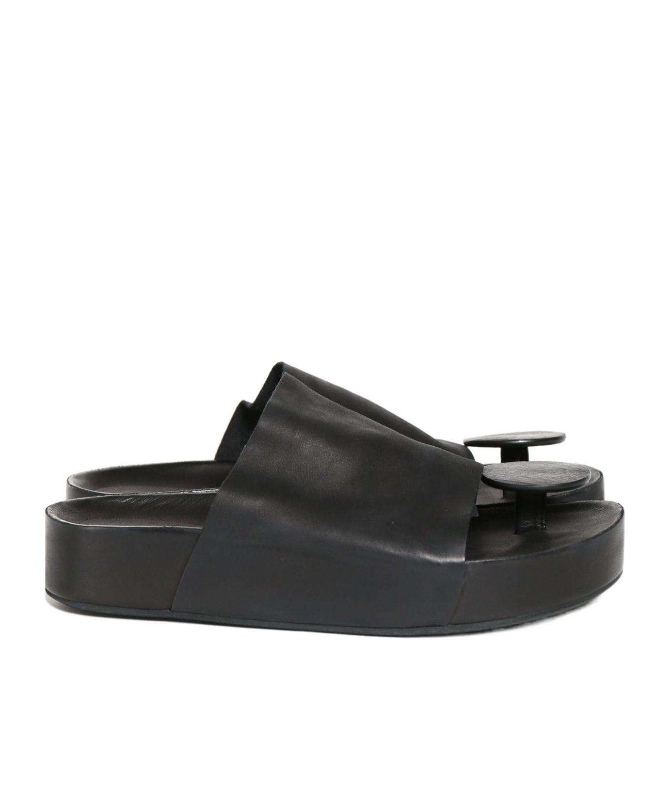 Uma Wang Toe Round Head Slippers In Black