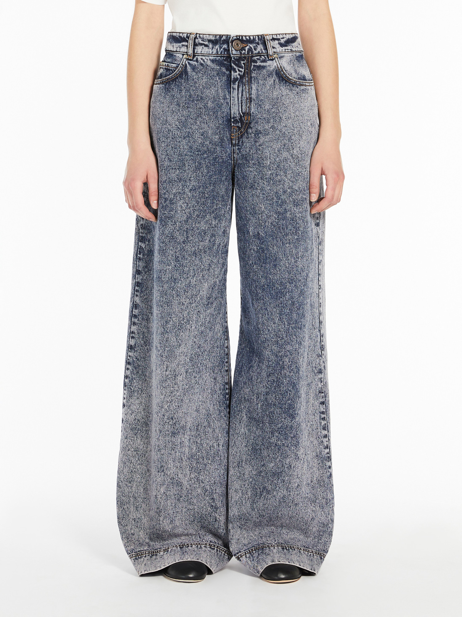 WEEKEND MAX MARA COTTON DENIM WIDE JEANS