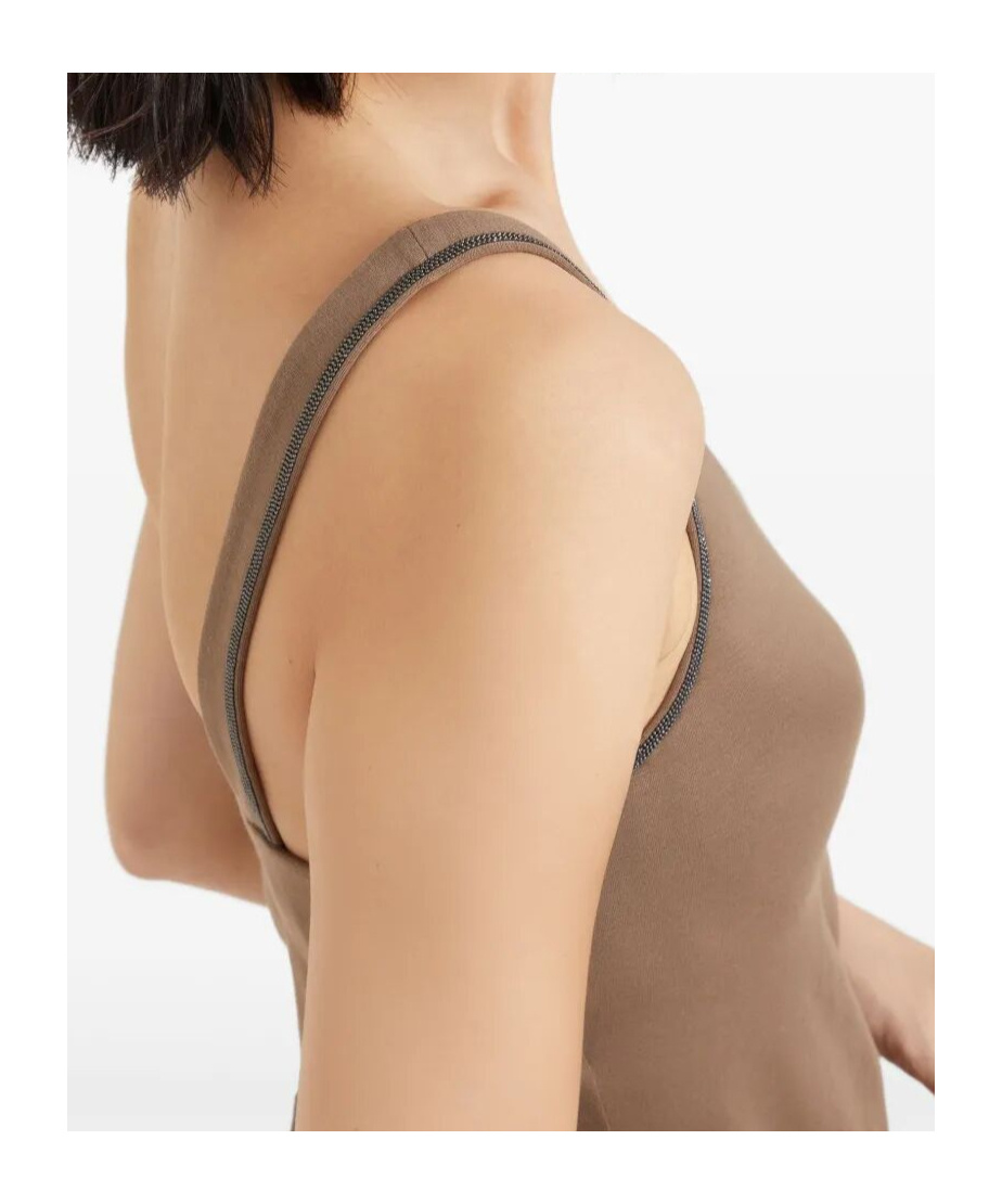 Brunello Cucinelli Jersey Top In Brown